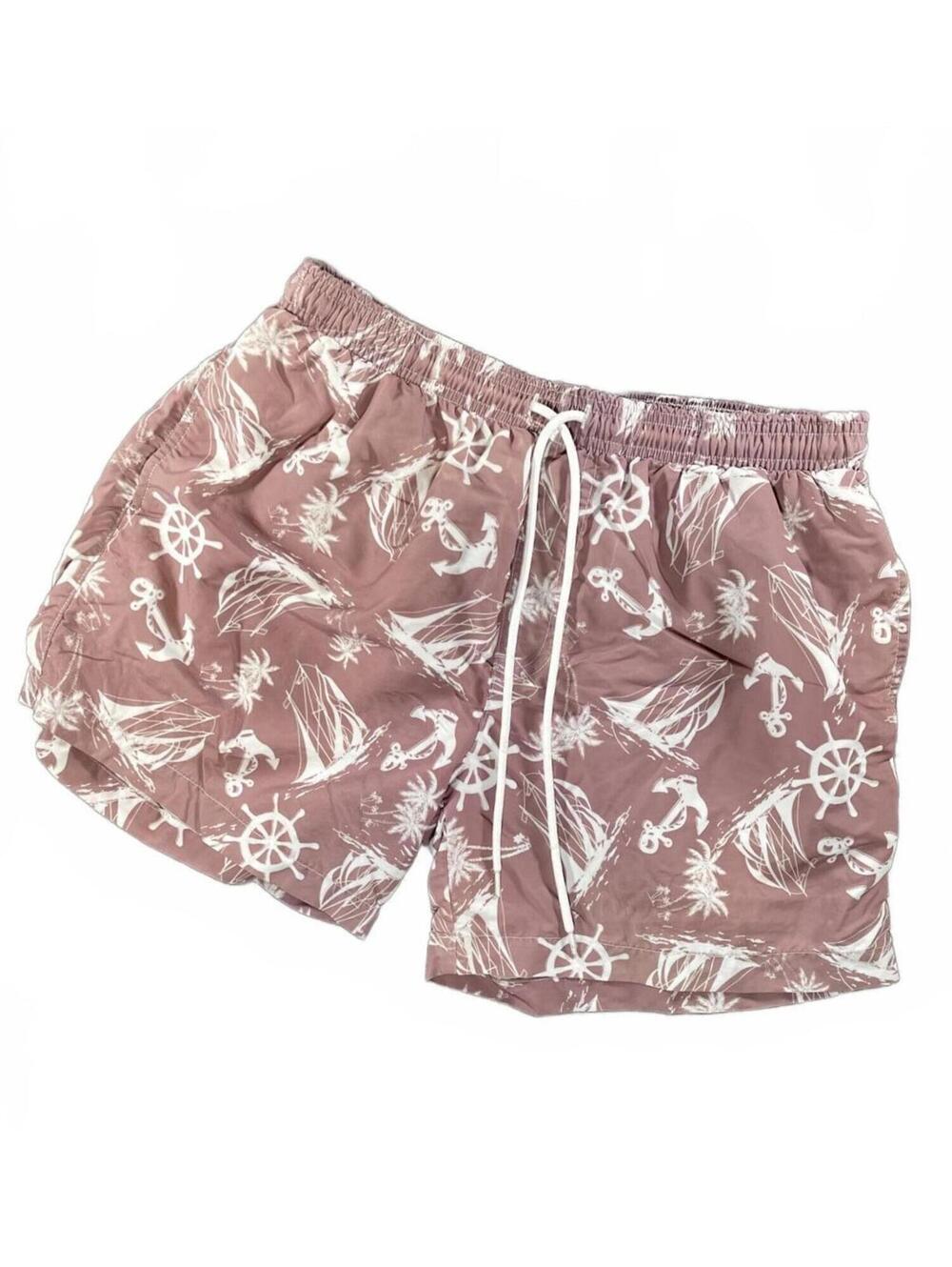 Bearbottom Men's Nautical Print Swim Trunks - Size Medium